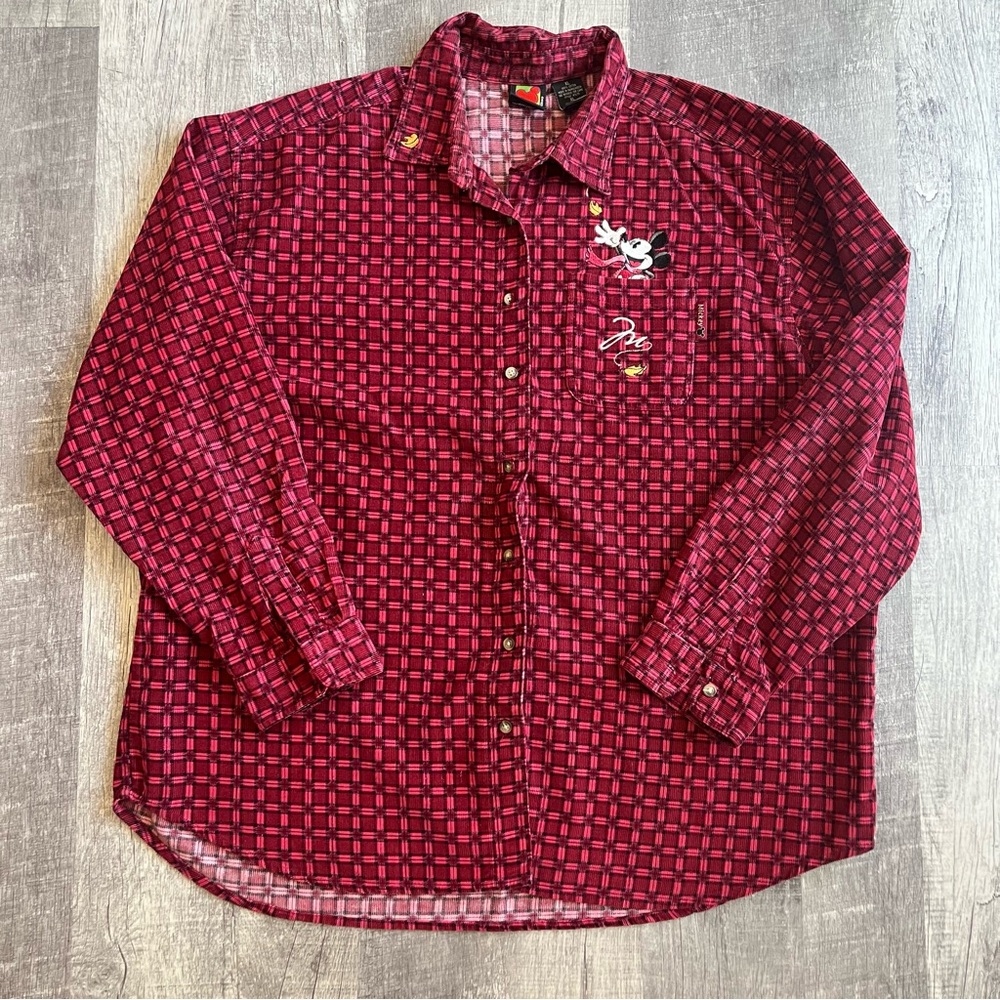 Vintage Disney Mickey Mouse Women’s Red Corduroy Shirt